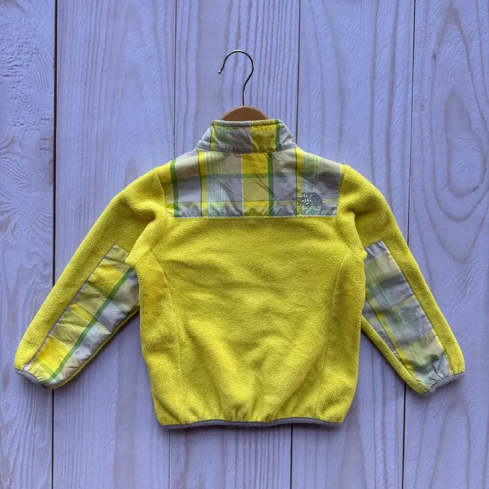 The North Face Plaid Denali Toddler 4/4T Fleece Polartec Full Zip Jacket Yellow